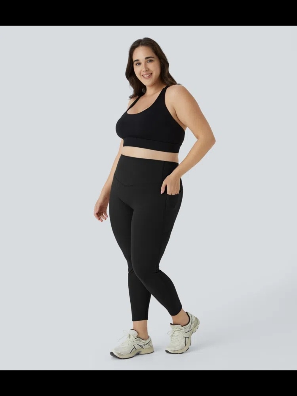 HALARA Black High-Rise Plus-Size Pocket 7/8 Leggings